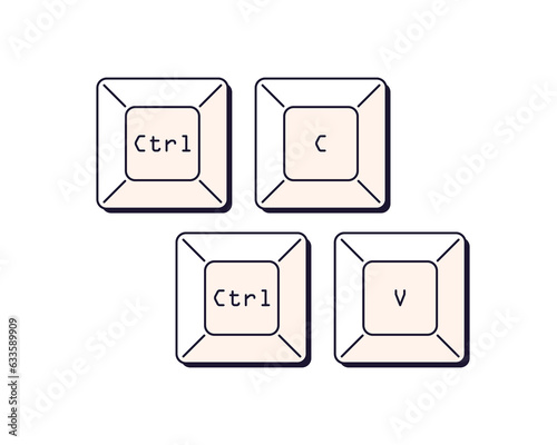 Ctrl C and V, keyboard buttons. Control keys, shortcut commands for copy past...
