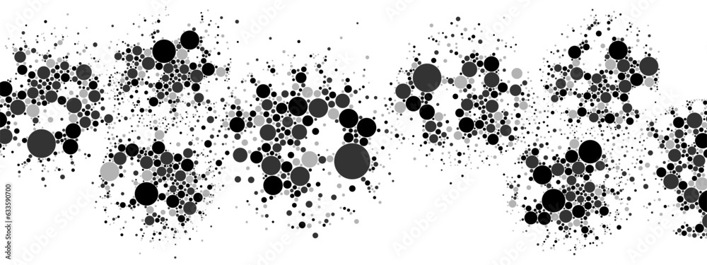 Vector halftone background frame. Random ornament of balls, spheres, dots. The texture of a circular path. Poster for technology, presentations, business, medicine, computer screensavers. Vector halftone background frame. Random ornament of balls, spheres, dots. The texture of a circular path. Poster for technology, presentations, business, medicine, computer screensavers.