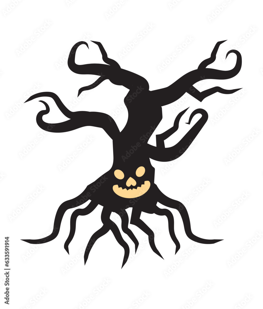 Fototapeta premium Halloween Spooky Trees Vector, Elements and Symbol 