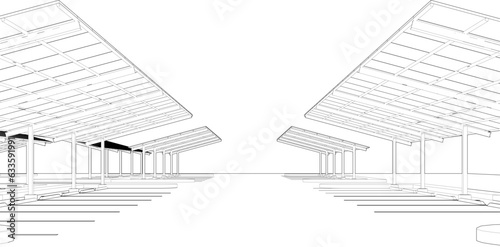3D illustration of solar carport