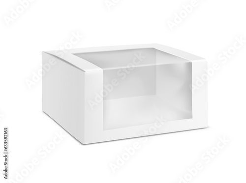 Square rectangle box with clear window mockup. Vector illustration isolated on white background, ready and simple to use for your design. EPS10. 