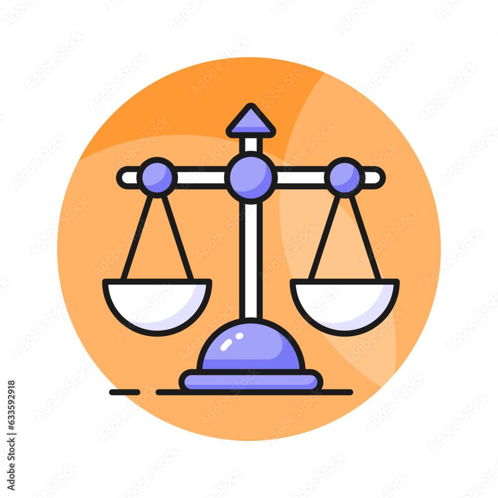 Trendy icon of balance scale in editable flat style, business law symbol Trendy icon of balance scale in editable flat style, business law symbol