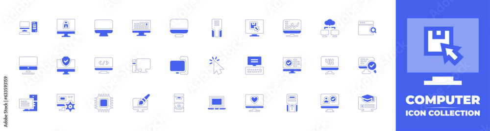 Computer icon collection. Duotone style line stroke and bold. Vector ...