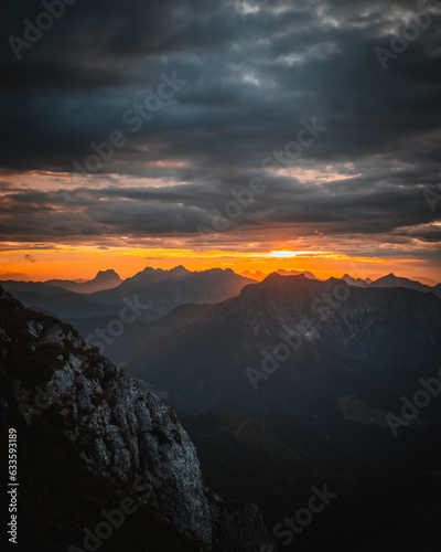 sunset in the mountains in Austria
