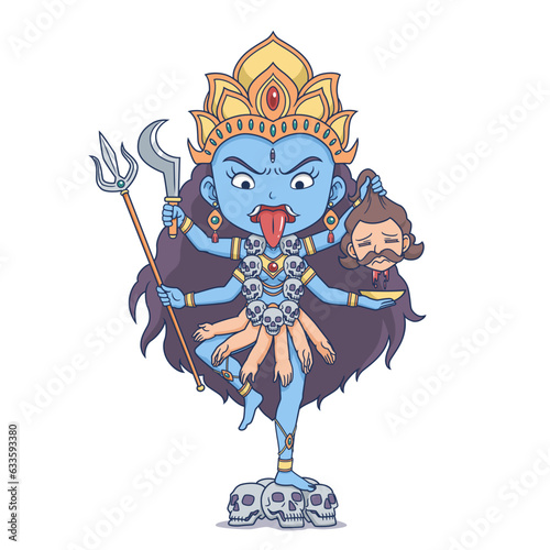 Cartoon character of Hindu goddess Kali. photo