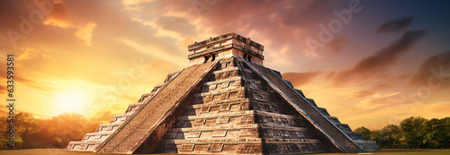 Ancient Mayan pyramid Kukulcan Temple photo
