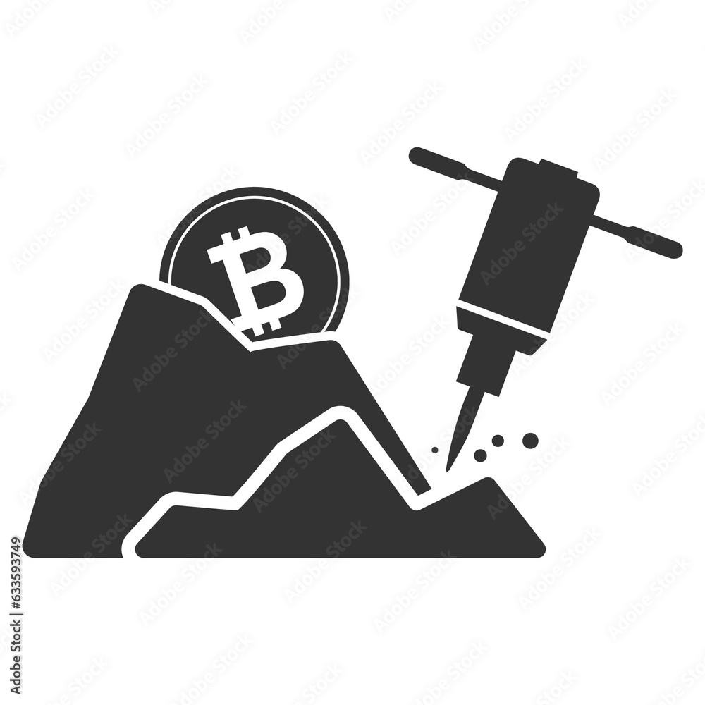 Vector illustration of mining bitcoins icon in dark color and transparent background(PNG). Vector illustration of mining bitcoins icon in dark color and transparent background(PNG).