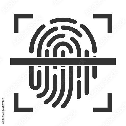 Vector illustration of fingerprint scans icon in dark color and transparent background(PNG).