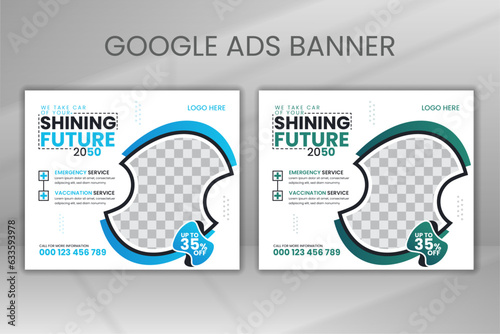Flat Design Medical Editable Post Template, Google Ads Banner