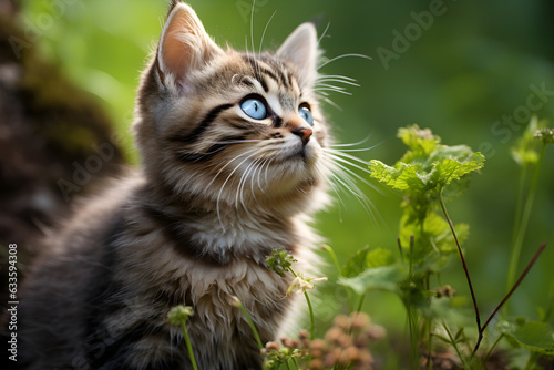 tabby kitten in the garden