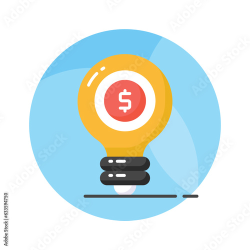 Dollar inside bulb depicting innovative idea, financial idea icon design