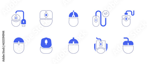 Mouse icon set. Duotone style line stroke and bold. Vector illustration. Containing mouse, computer.