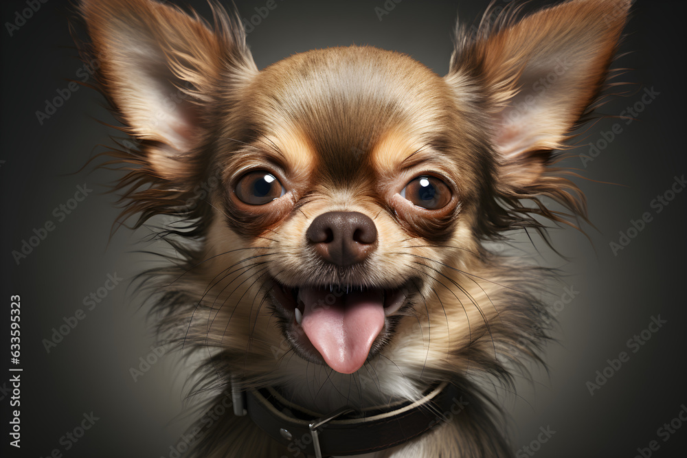 funny portrait of Chihuahua dog sticking tongue out