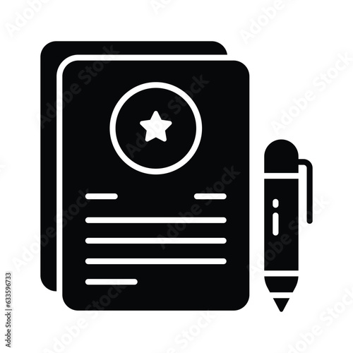 Documents with pen showing concept vector of contract, agreement or certificate icon