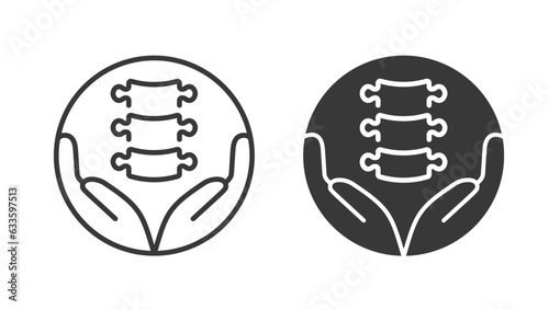 Spinal treatment vector icons on white background.