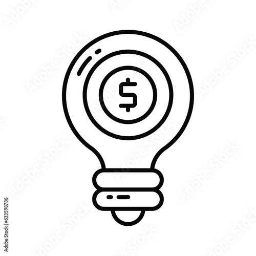 Dollar inside bulb depicting innovative idea, financial idea icon design