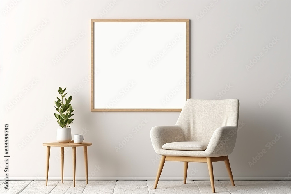 Blank Frame Mockup in Modern Interior with Trendy Vase and Chair Blank Frame Mockup in Modern Interior with Trendy Vase and Chair