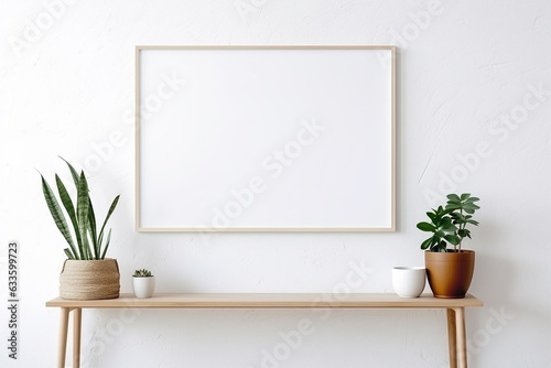 Blank Frame Mockup in Modern Interior with Trendy Vase and Chair © borisk.photos