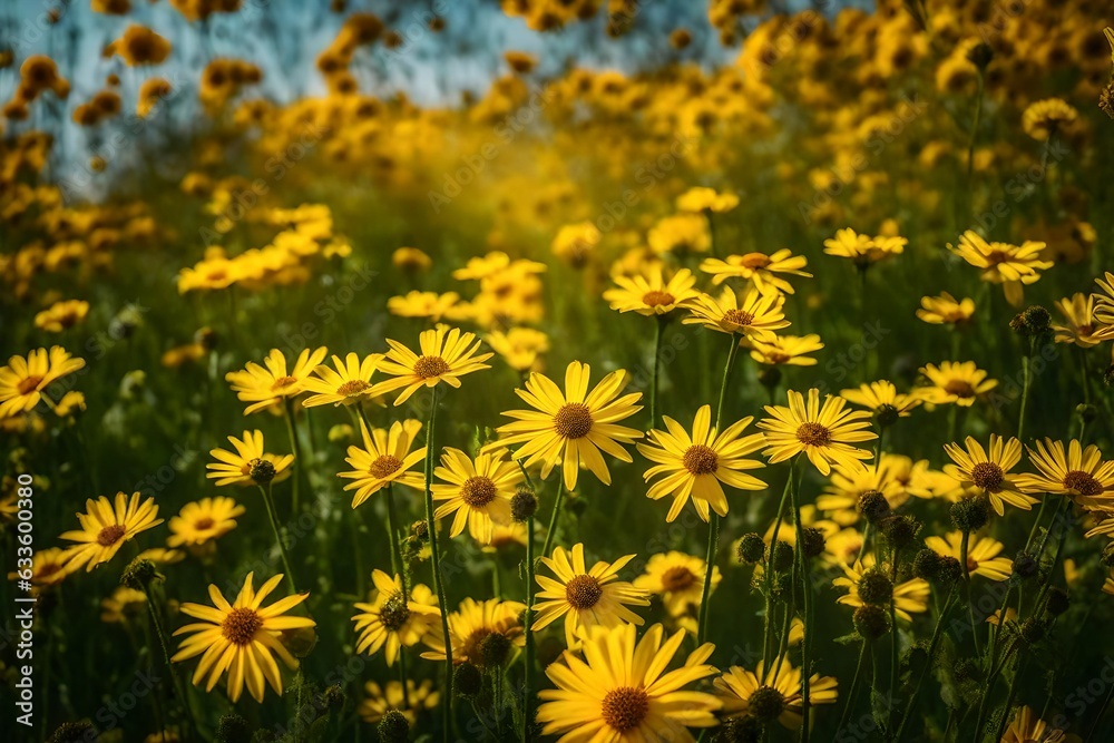 Field of yellow dandelions, Generated using AI Field of yellow dandelions, Generated using AI