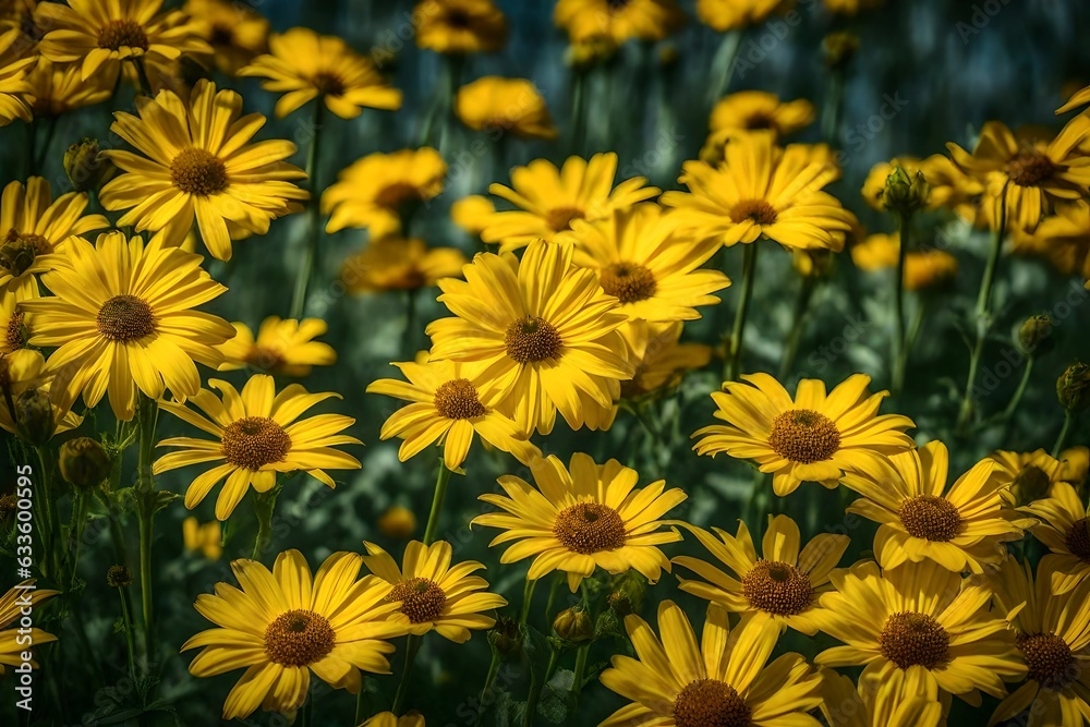 Yellow flowers background, Generated using AI