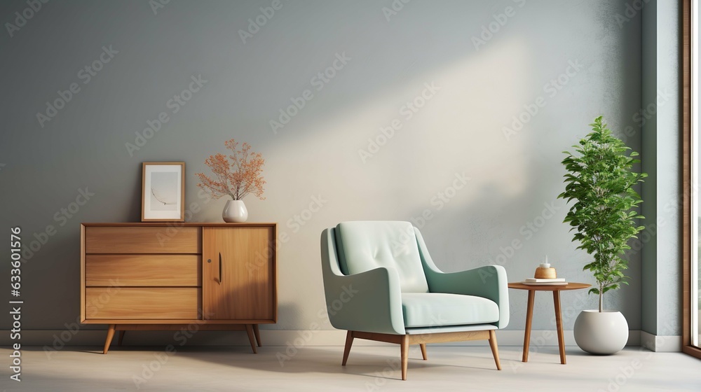 Fototapeta premium High quality wooden living room interior and sofa
