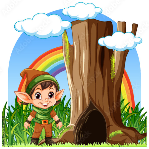 Dwarf cartoon in fantasy world