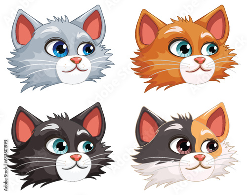 Set of cute cat cartoon