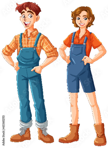 Couple of Gardeners in Standing Pose Vector