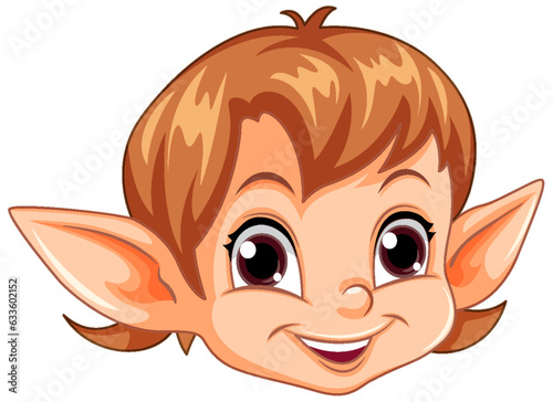 Cute Elf Head Cartoon Character
