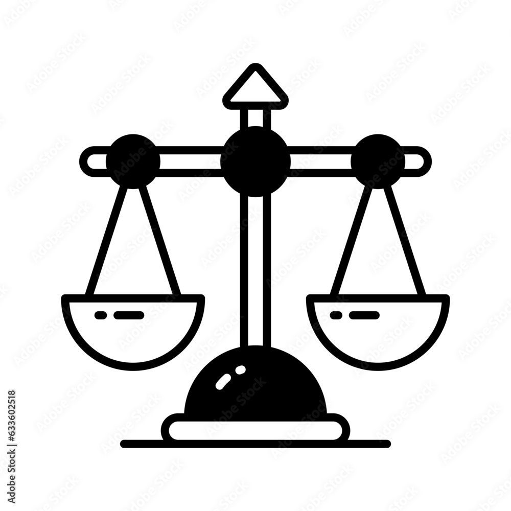 Trendy icon of balance scale in editable flat style, business law symbol Trendy icon of balance scale in editable flat style, business law symbol