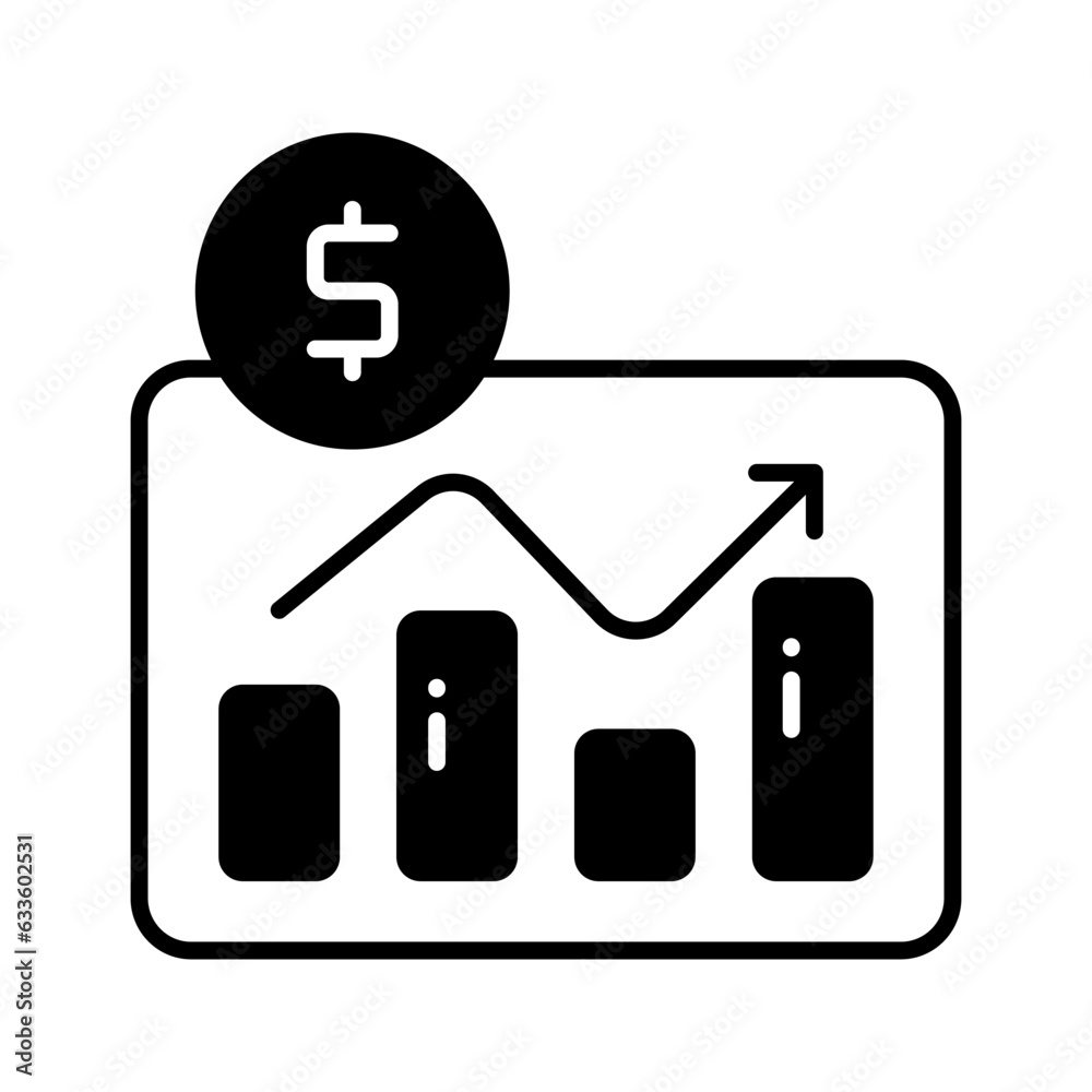 Dollar with diagram denoting concept icon of financial chart, business chart vector Dollar with diagram denoting concept icon of financial chart, business chart vector