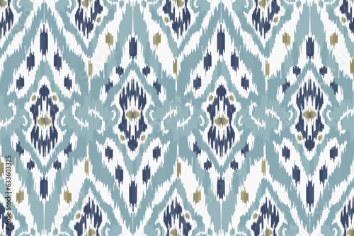 Ikat tribal Indian seamless pattern. Ethnic Aztec fabric carpet mandala ornament native boho chevron textile.Geometric African American oriental traditional vector illustrations. Embroidery style.