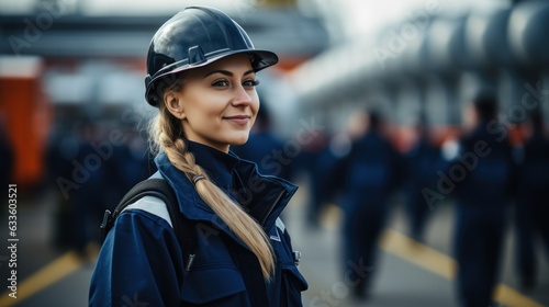 Female worker Pipes for the petrochemical,