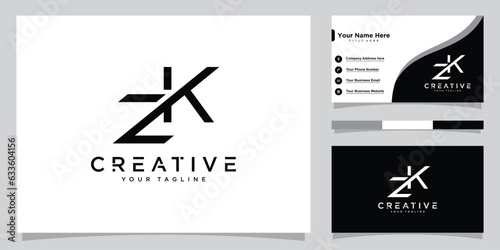 ZK Initial Letter Icon Logo Design Vector Illustration
