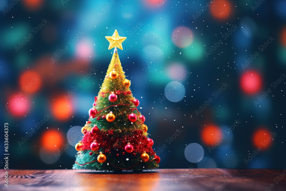 Obraz premium Decorated Christmas tree on blurred background