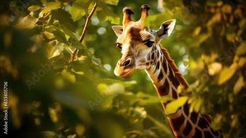 A Giraffe Is Eating Leaves Plane, Background, Illustrations, HD