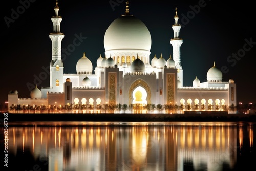 Illuminated Grand Mosque at night