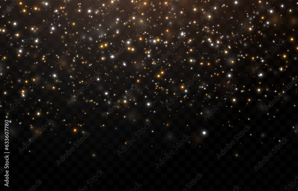 Vector gold and white glitter. Atomization of golden and white dust particles png. Glowing particles png. Golden glowing dust. Light effect. Vector gold and white glitter. Atomization of golden and white dust particles png. Glowing particles png. Golden glowing dust. Light effect.