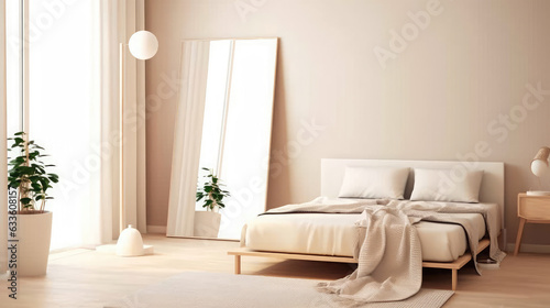 Light beige bedroom, Illustrations, generative AI 
