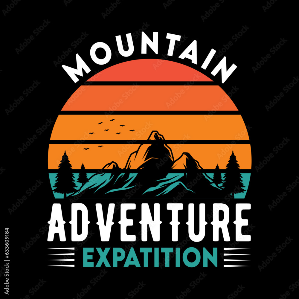 Adventure t-shirt design. t-shirt design vector for print, Travel quotes for t shirt, design for print, design for fashion graphics, sweatshirts, apparel, sticker, batch, background, poster.