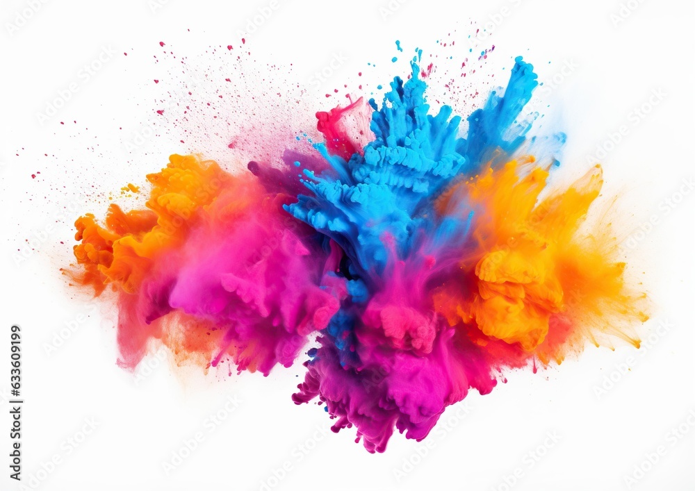Chromatic Burst: Mesmerizing Explosion of Colorful Powder. Generative Ai