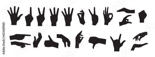 silhouettes of hands. set hands
