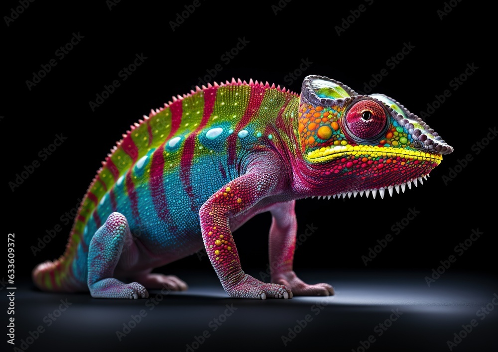 Enchanting Reptilian Beauty: The Chameleon's Colorful Charm. Generative Ai