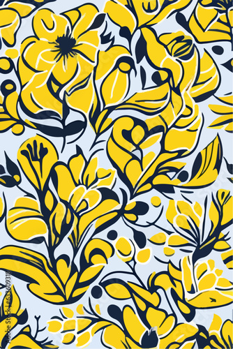 Petal Harmony: Seamless Yellow Cempaka Flowers Pattern