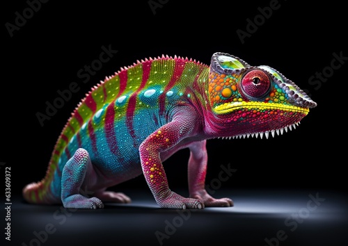 Enchanting Reptilian Beauty: The Chameleon's Colorful Charm. Generative Ai © DigitalGenetics