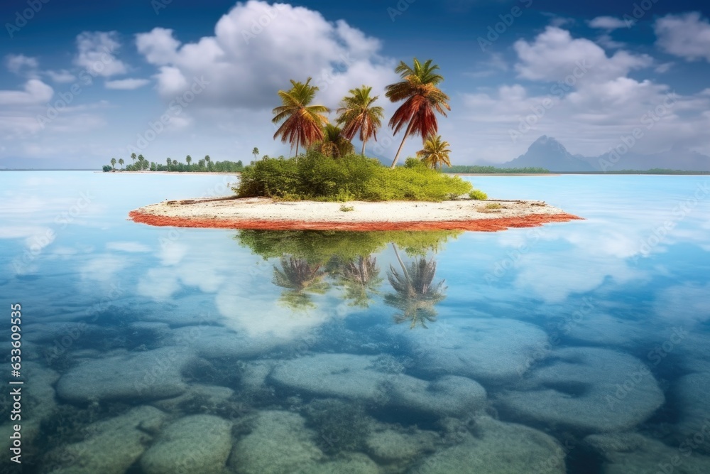 serene coral atoll in a remote tropical location - obrazy, fototapety, plakaty 