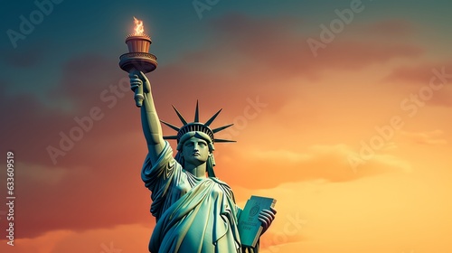 The Statue of Liberty in cartoon style illustration