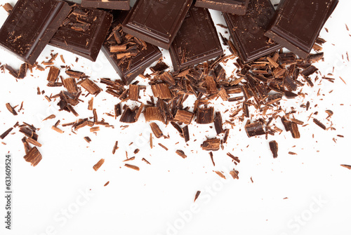 pieces of chocolate isolated on whire background