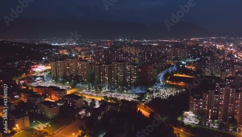 Wallpaper Mural Sarajevo City Lights: Aerial Shot of Communist Era Residental Buildings at Night Torontodigital.ca