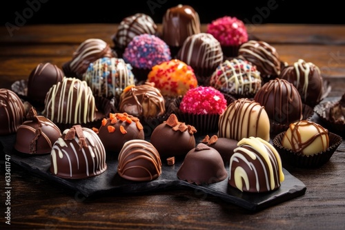 chocolate pralines filled with various flavors